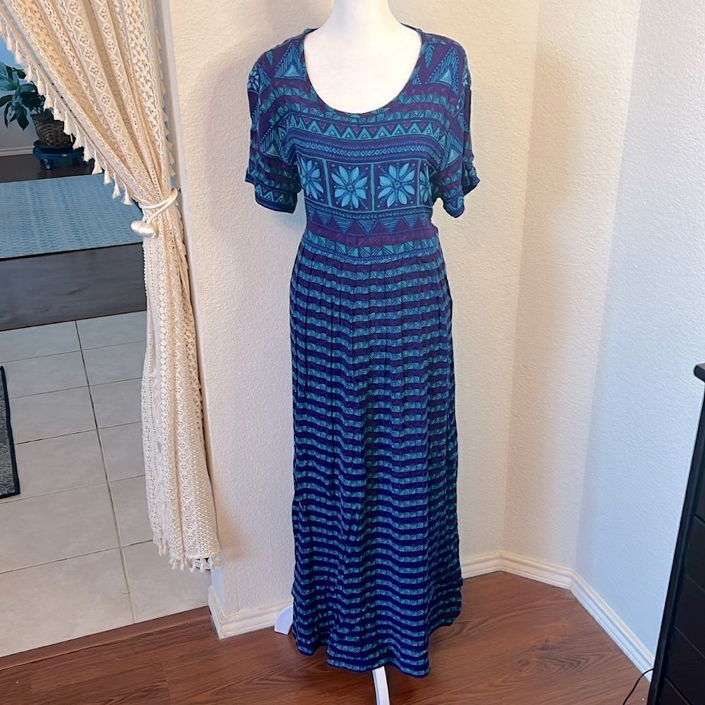 Another Thyme Pull Over Patterned Maxi Dress ~ Size 12